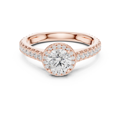 Round Diamond Halo Pave Engagement Ring