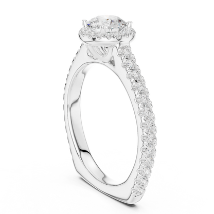 Round Diamond Halo Pave Engagement Ring