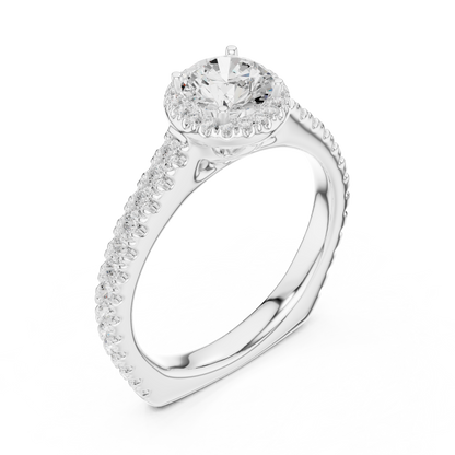 Round Diamond Halo Pave Engagement Ring