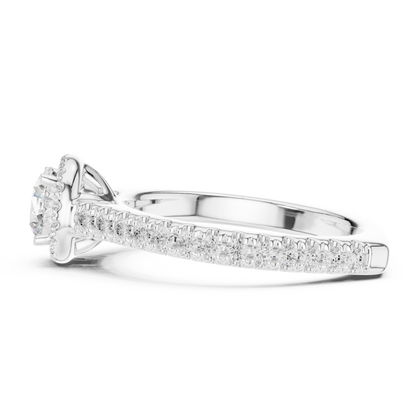 Round Diamond Halo Pave Engagement Ring