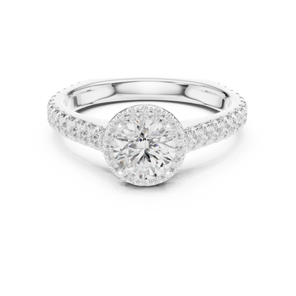Round Diamond Halo Pave Engagement Ring