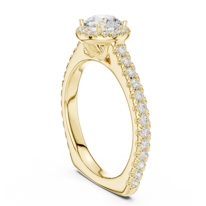 Round Diamond Halo Pave Engagement Ring