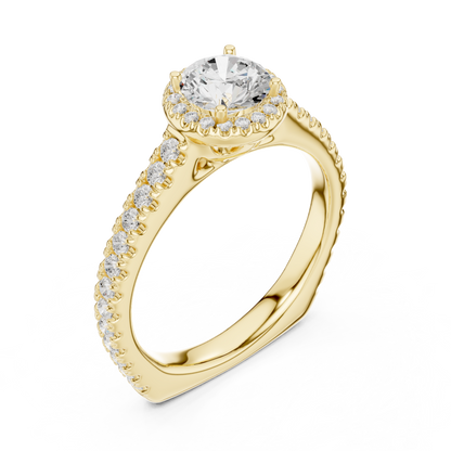 Round Diamond Halo Pave Engagement Ring