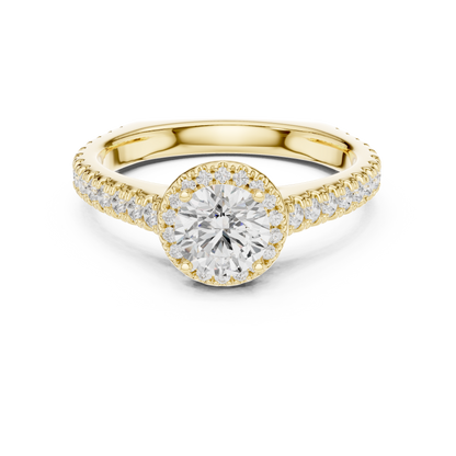 Round Diamond Halo Pave Engagement Ring