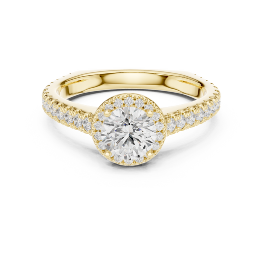 Round Diamond Halo Pave Engagement Ring