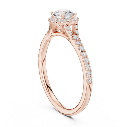 Round Halo Solitaire Pave Diamond Engagement Ring