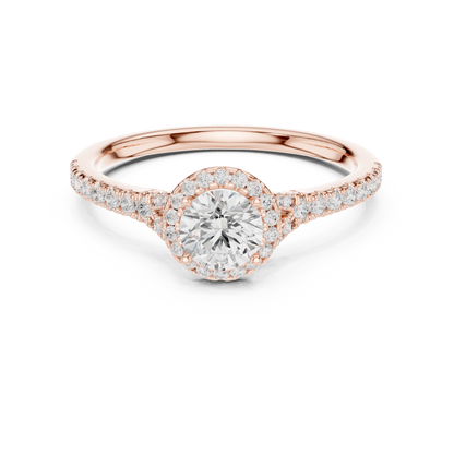 Round Halo Solitaire Pave Diamond Engagement Ring