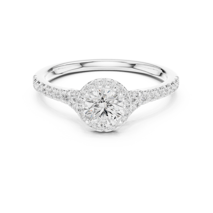 Round Halo Solitaire Pave Diamond Engagement Ring