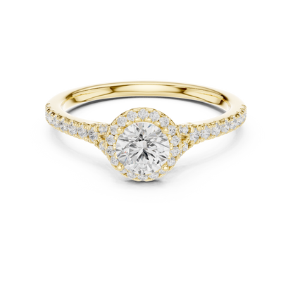 Round Halo Solitaire Pave Diamond Engagement Ring