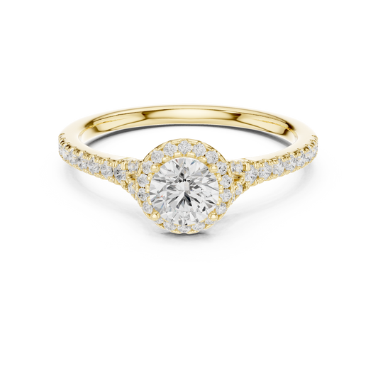 Round Halo Solitaire Pave Diamond Engagement Ring
