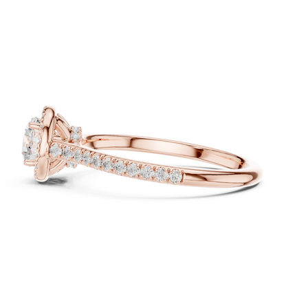 Round Halo Pave Split Shank Ring