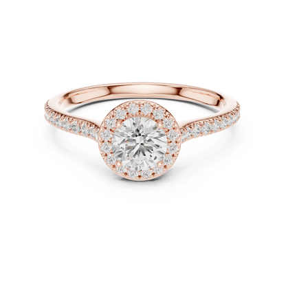 Round Halo Pave Split Shank Ring