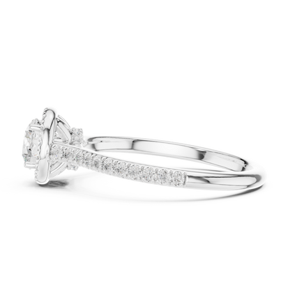 Round Halo Pave Split Shank Ring