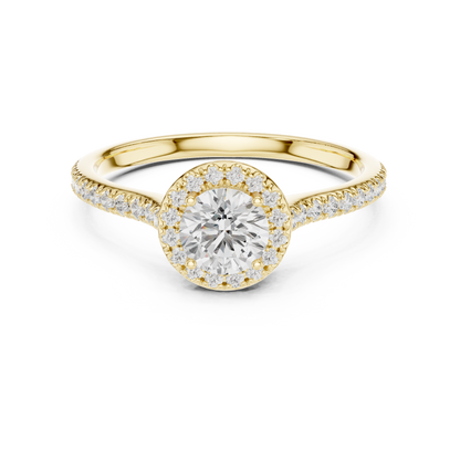 Round Halo Pave Split Shank Ring