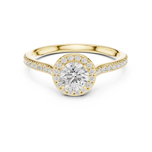 Round Halo Pave Split Shank Ring