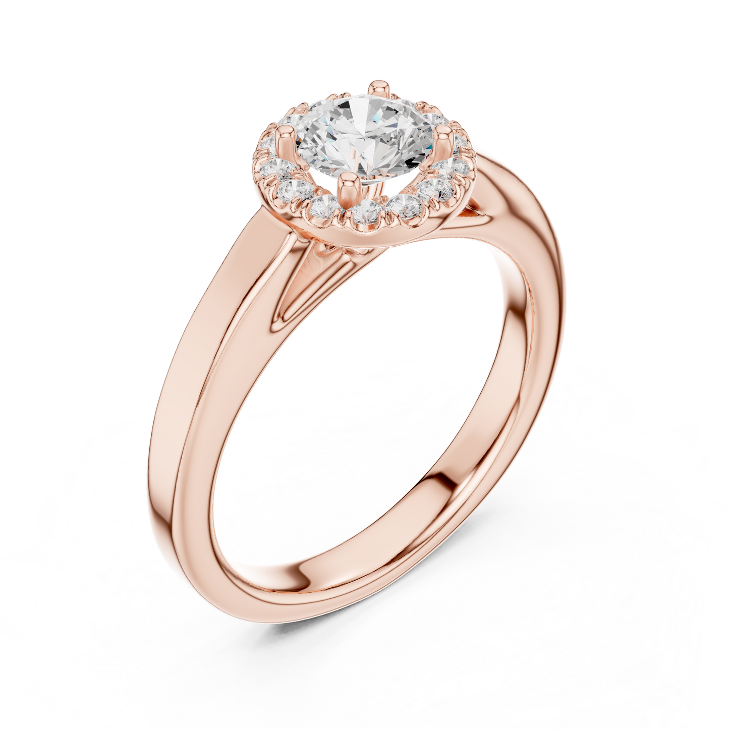 Contemporary Round Halo Solitaire Ring