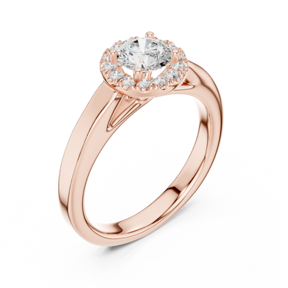 Contemporary Round Halo Solitaire Ring