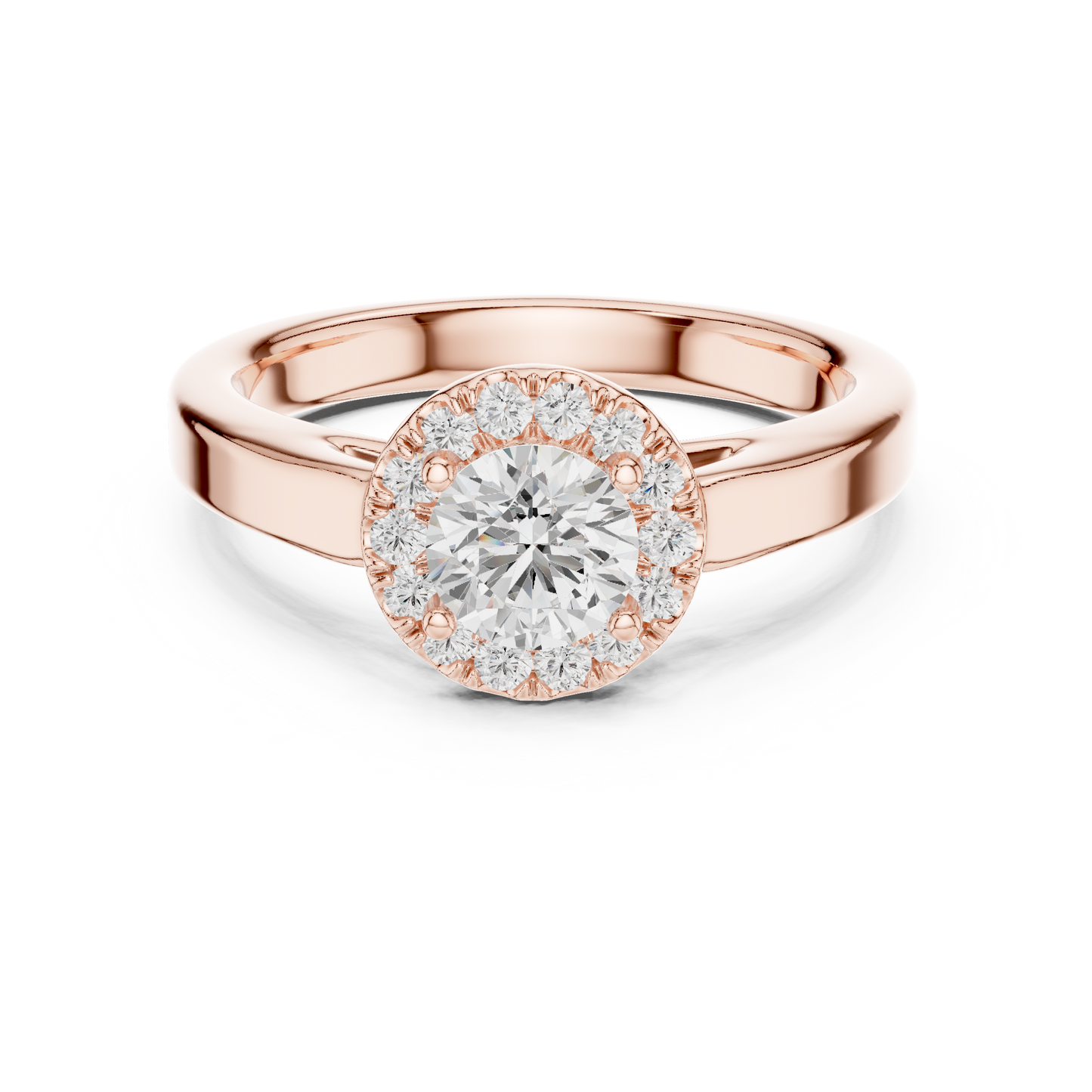 Contemporary Round Halo Solitaire Ring