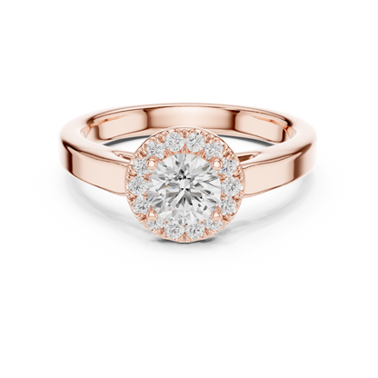 Contemporary Round Halo Solitaire Ring