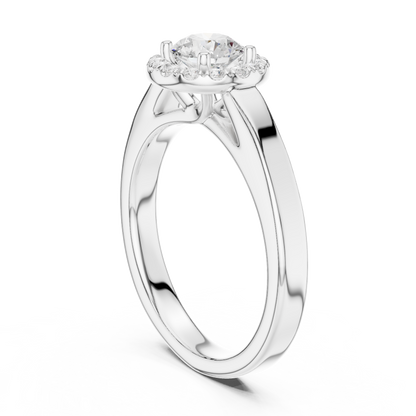 Contemporary Round Halo Solitaire Ring