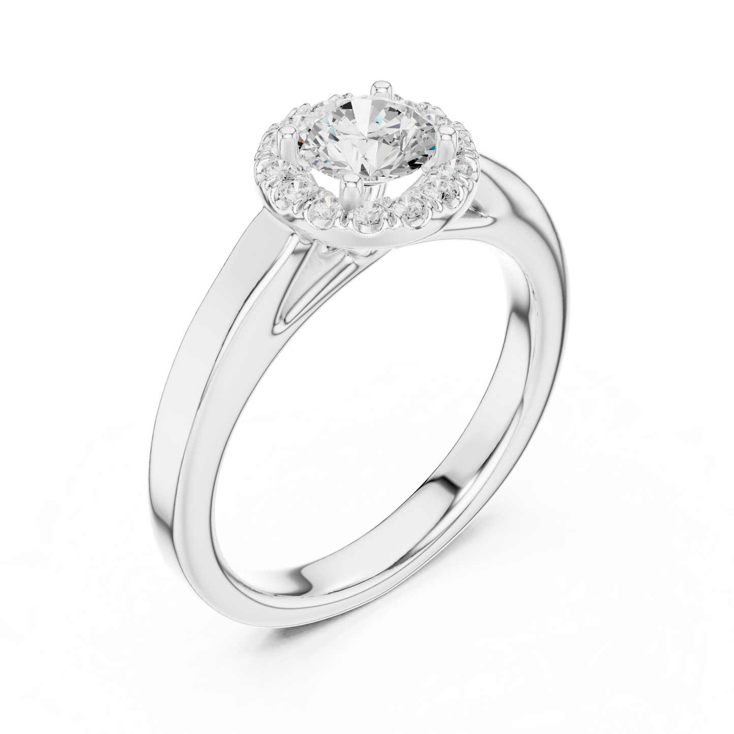 Contemporary Round Halo Solitaire Ring
