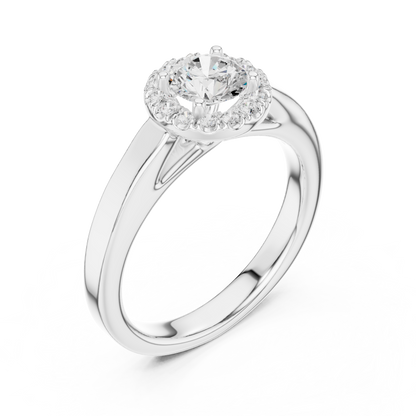 Contemporary Round Halo Solitaire Ring