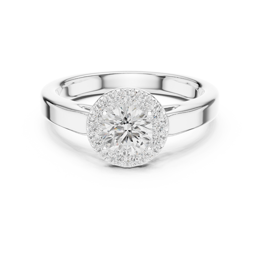 Contemporary Round Halo Solitaire Ring