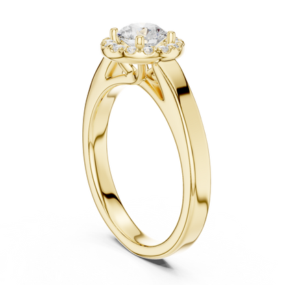 Contemporary Round Halo Solitaire Ring
