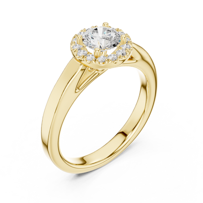 Contemporary Round Halo Solitaire Ring