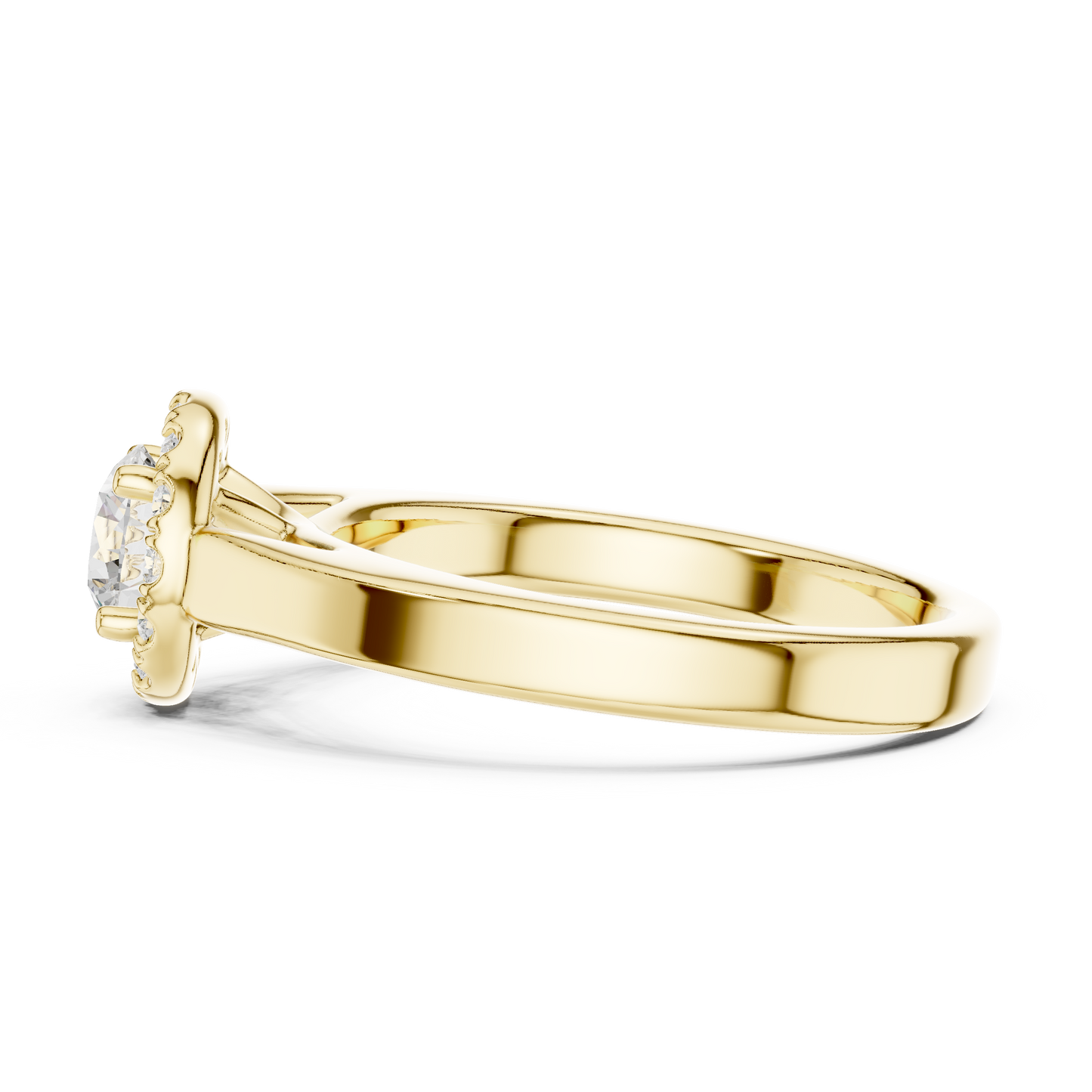 Contemporary Round Halo Solitaire Ring