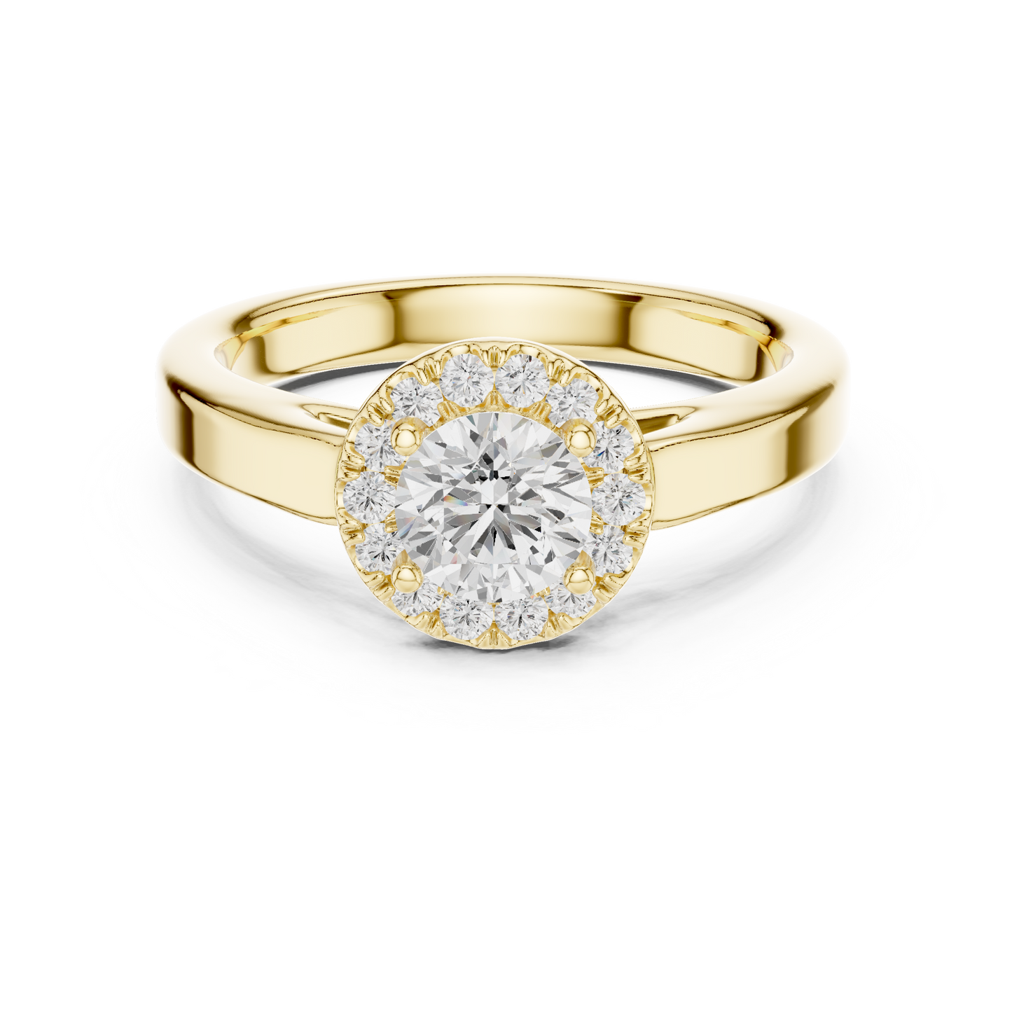 Contemporary Round Halo Solitaire Ring