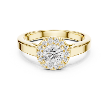 Contemporary Round Halo Solitaire Ring