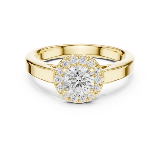 Contemporary Round Halo Solitaire Ring