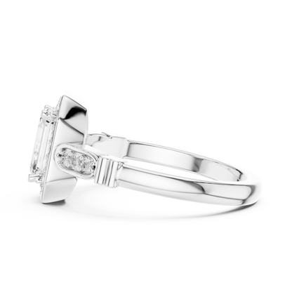 Emerald Cut Halo Pave Engagement Ring