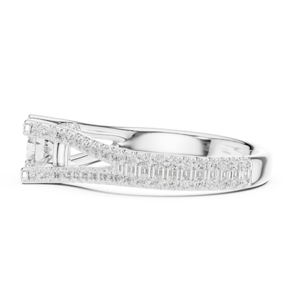 Round Cut Double Pave Split Shank Ring