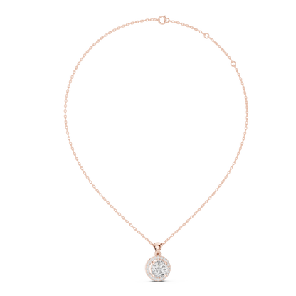 Classic Round Halo Diamond Pendant Necklace