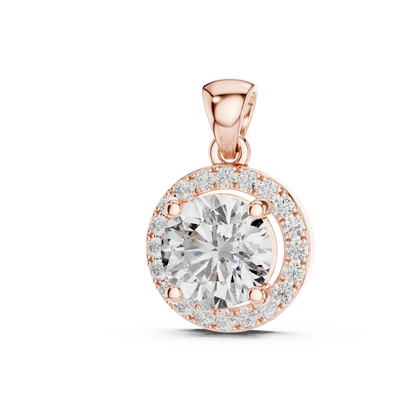 Classic Round Halo Diamond Pendant Necklace