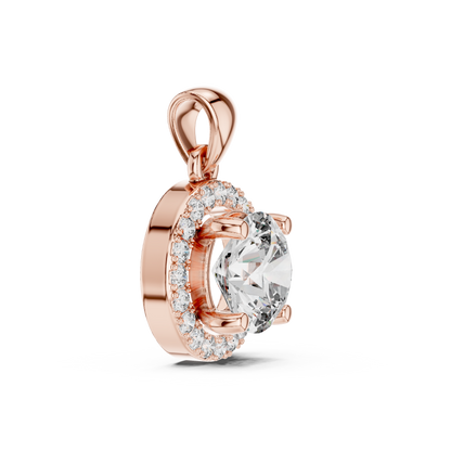 Classic Round Halo Diamond Pendant Necklace