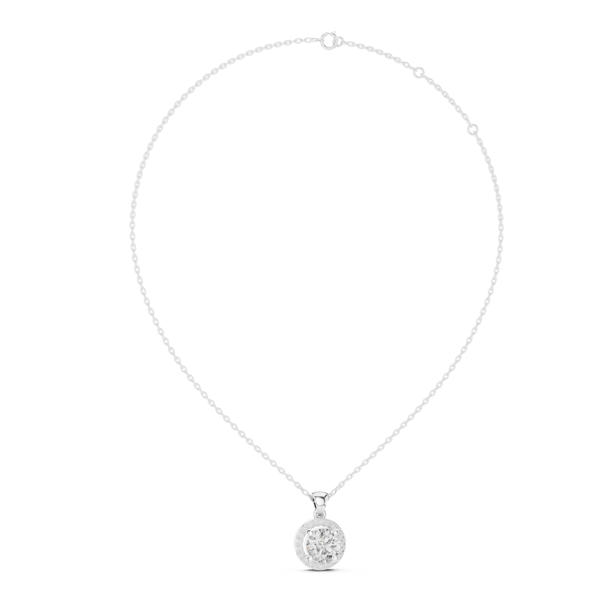 Classic Round Halo Diamond Pendant Necklace