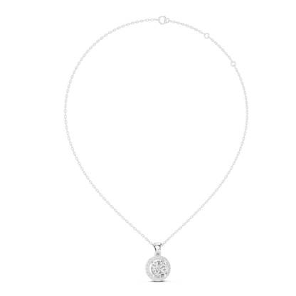 Classic Round Halo Diamond Pendant Necklace