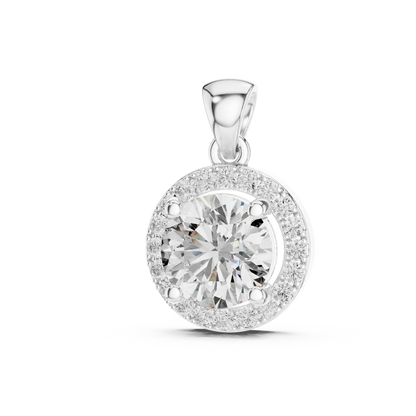 Classic Round Halo Diamond Pendant Necklace