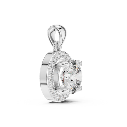 Classic Round Halo Diamond Pendant Necklace