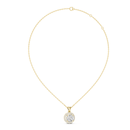 Classic Round Halo Diamond Pendant Necklace