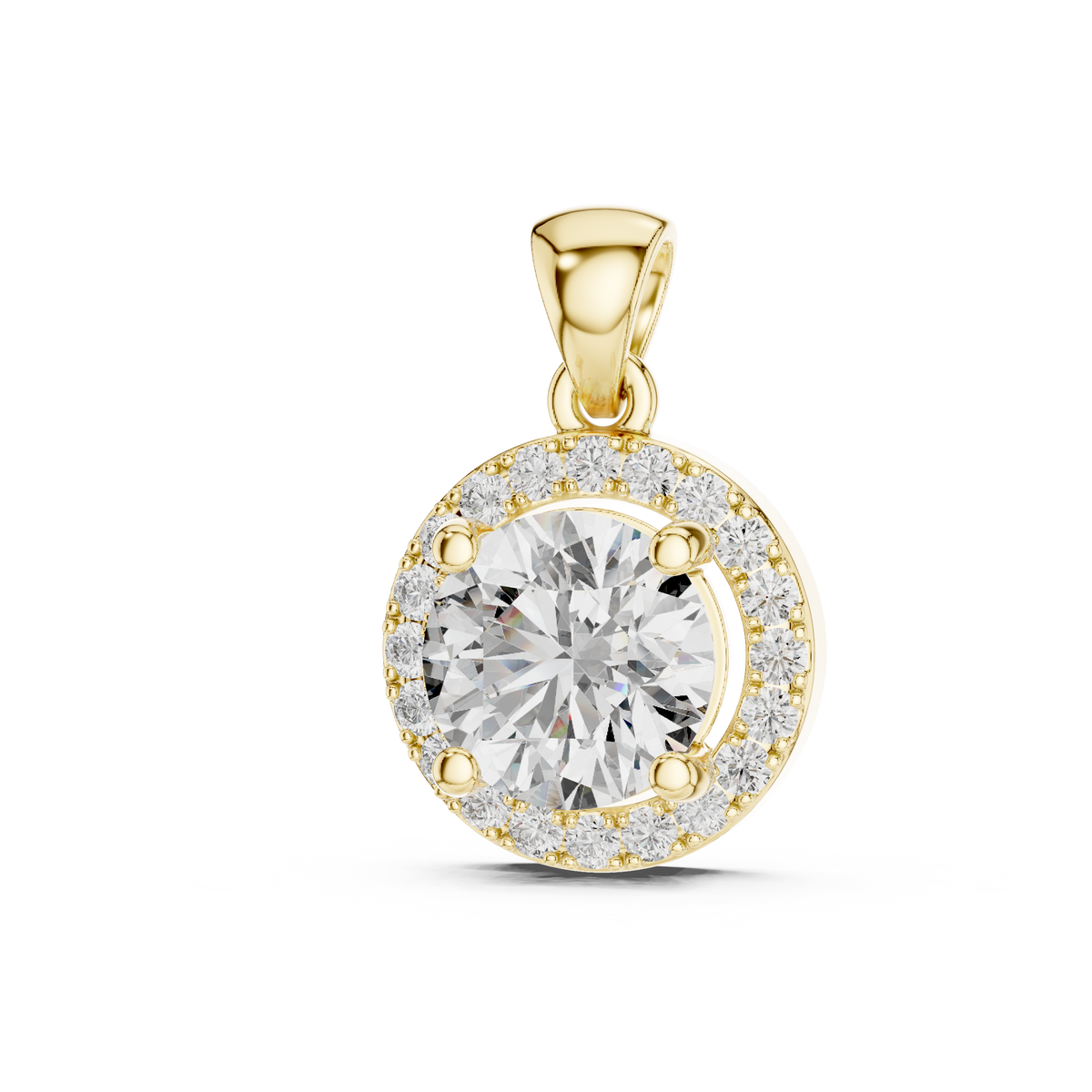 Classic Round Halo Diamond Pendant Necklace