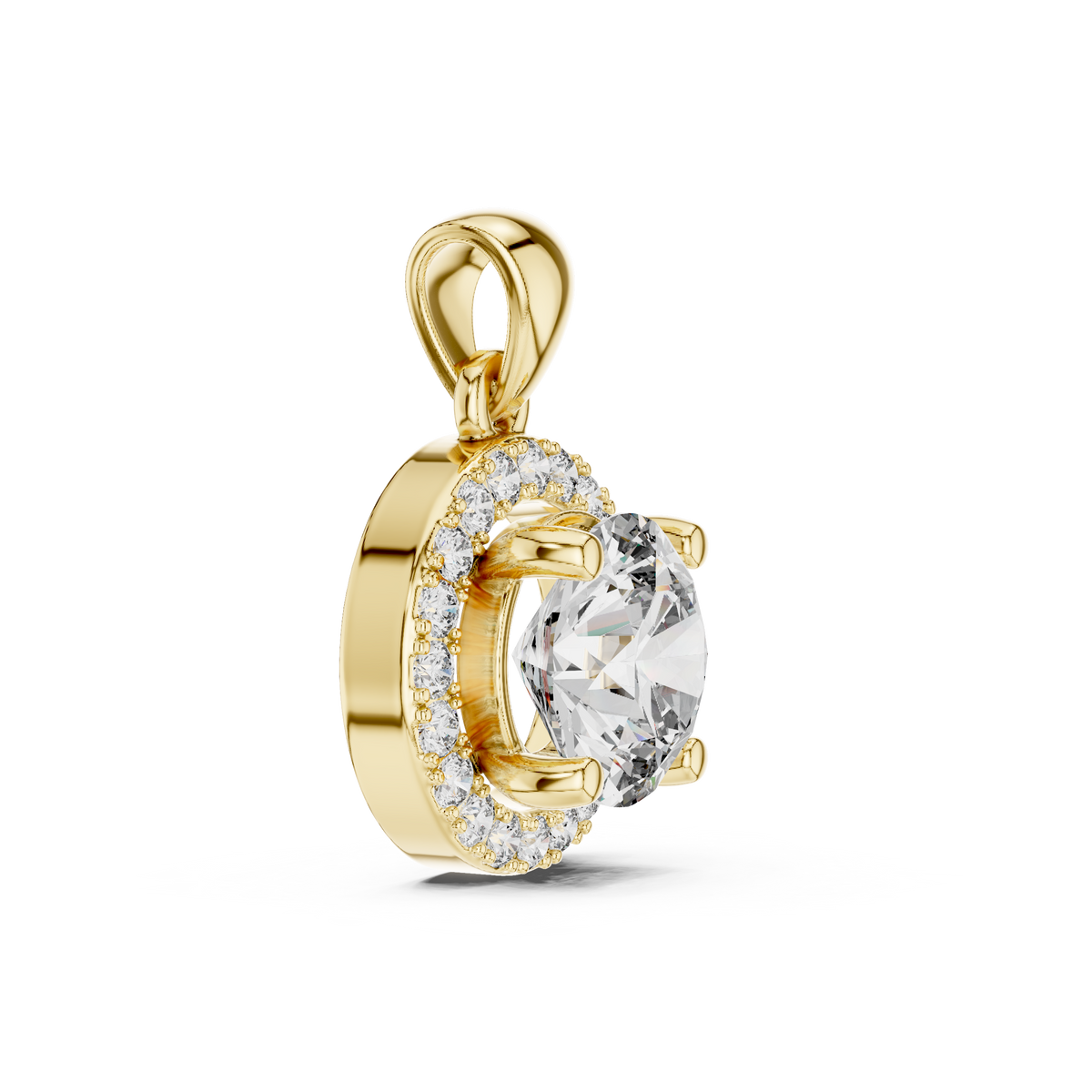 Classic Round Halo Diamond Pendant Necklace