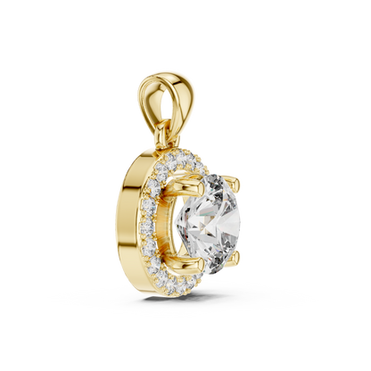 Classic Round Halo Diamond Pendant Necklace