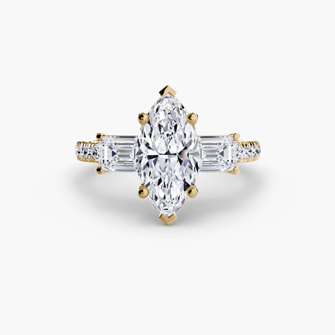 Three-Stone Ring with Pavé Band 4