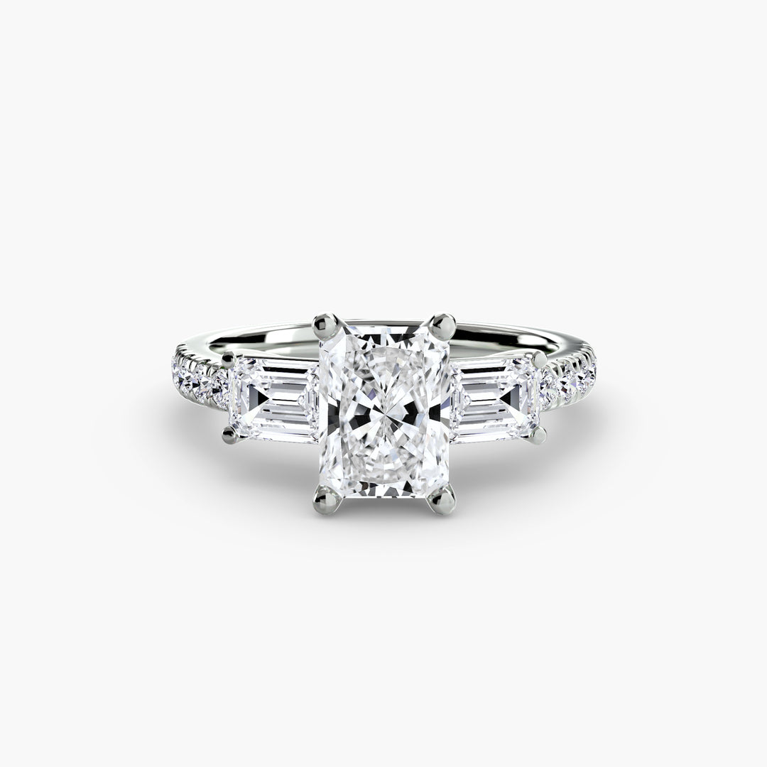 Three-Stone Ring with Pavé Band 4