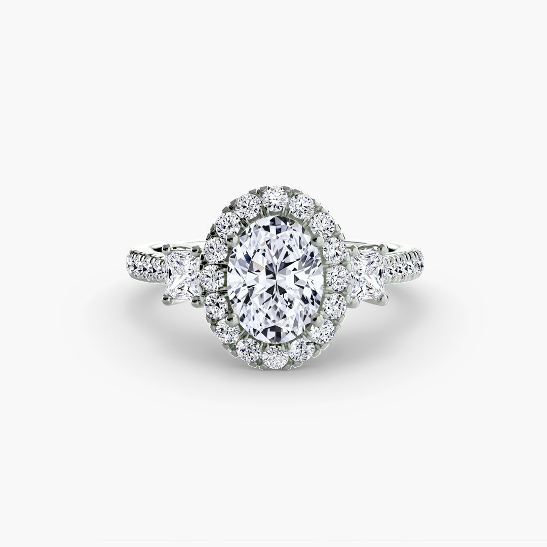 Three-Stone Ring with Halo 2