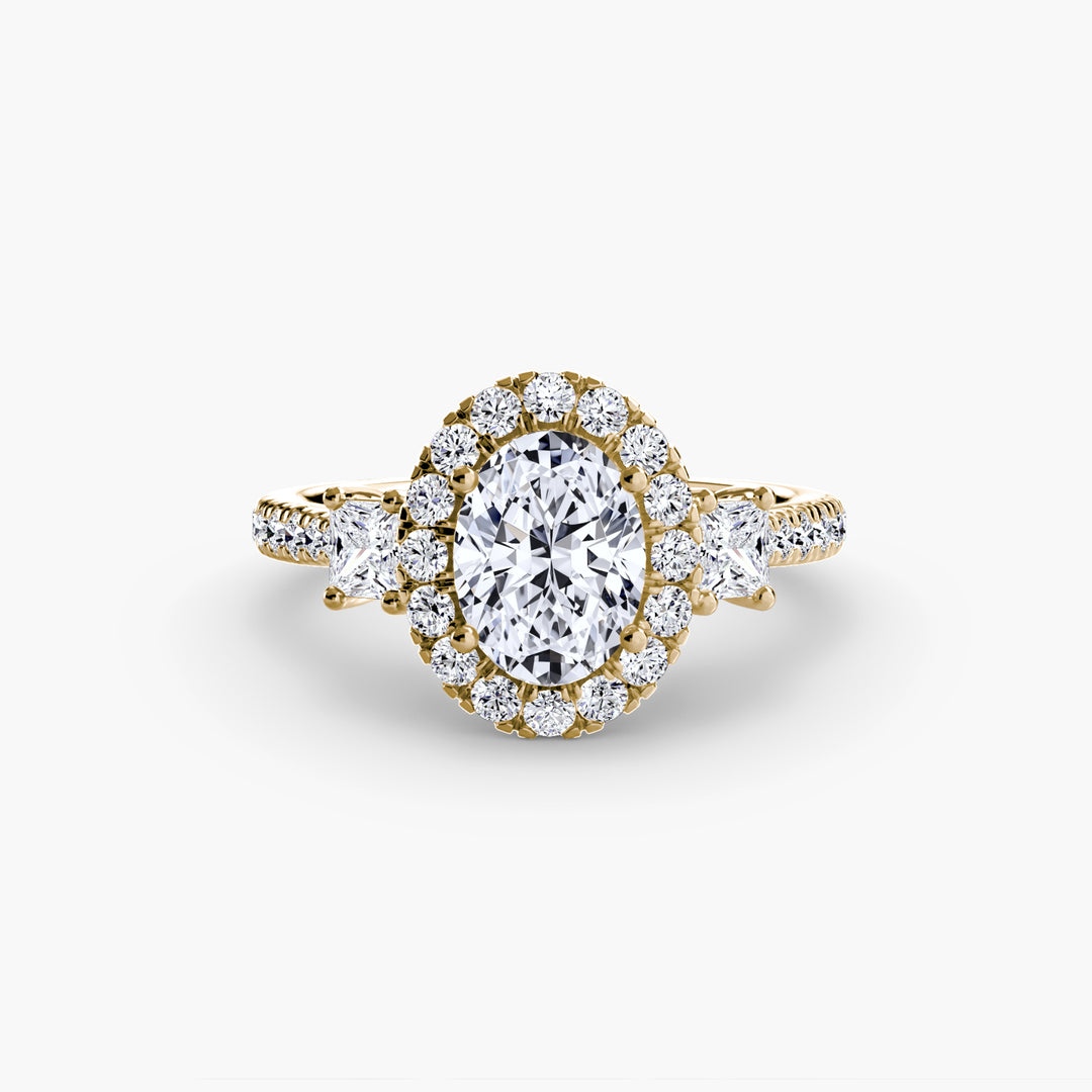 Three-Stone Ring with Halo 2